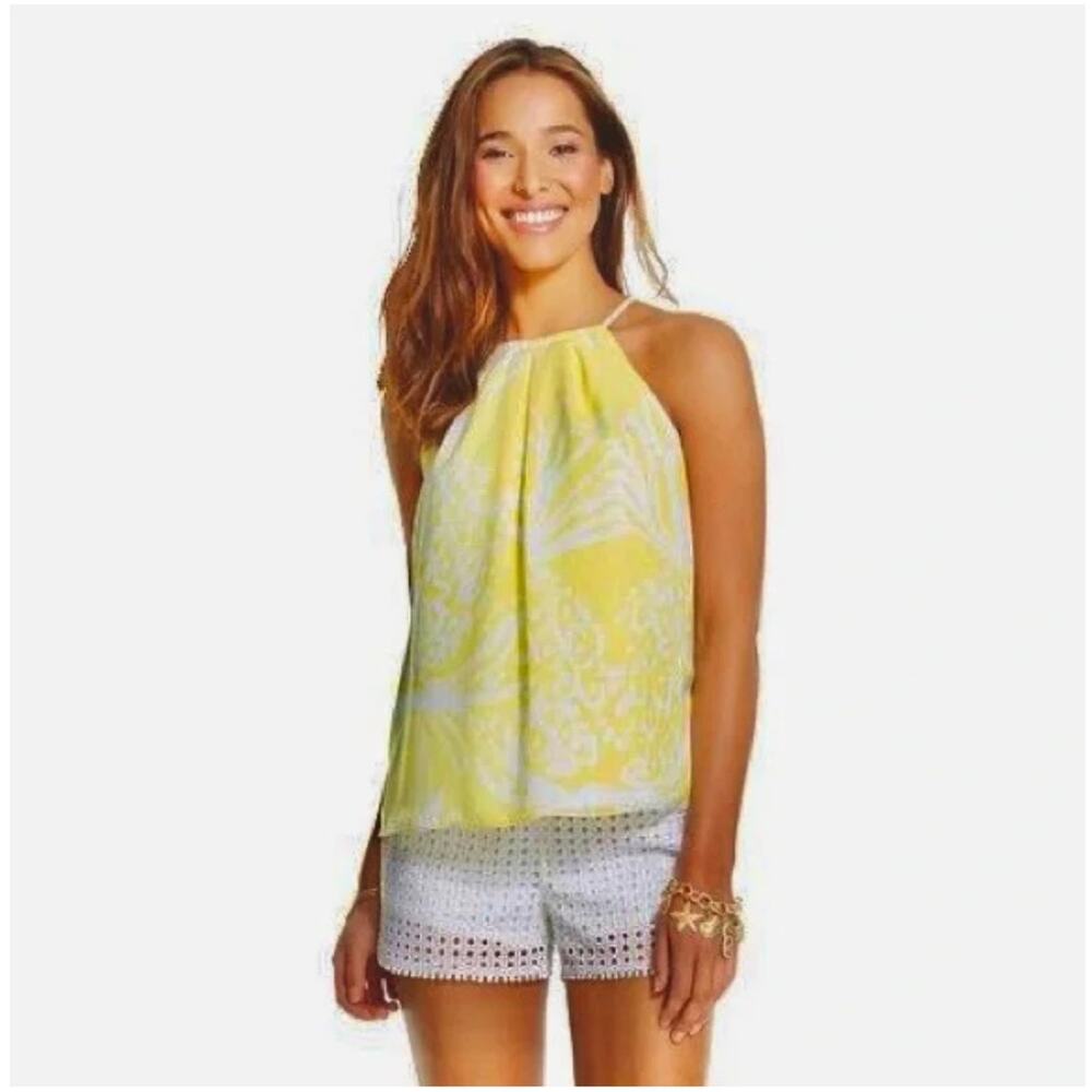 Lilly Pulitzer Target Womens Halter Top Pineapple Punch Yellow Gold Beach Preppy